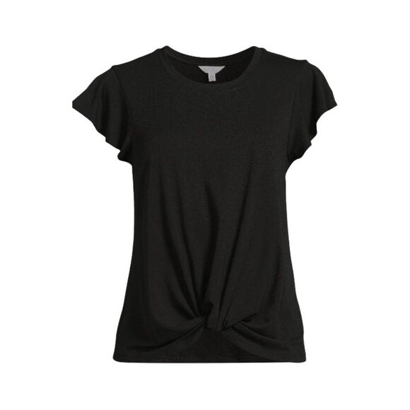 Women's Ultra Soft Relaxed Fit Twist Front Flutter Sleeve Top T-Shirt Size S - Picture 5 of 6